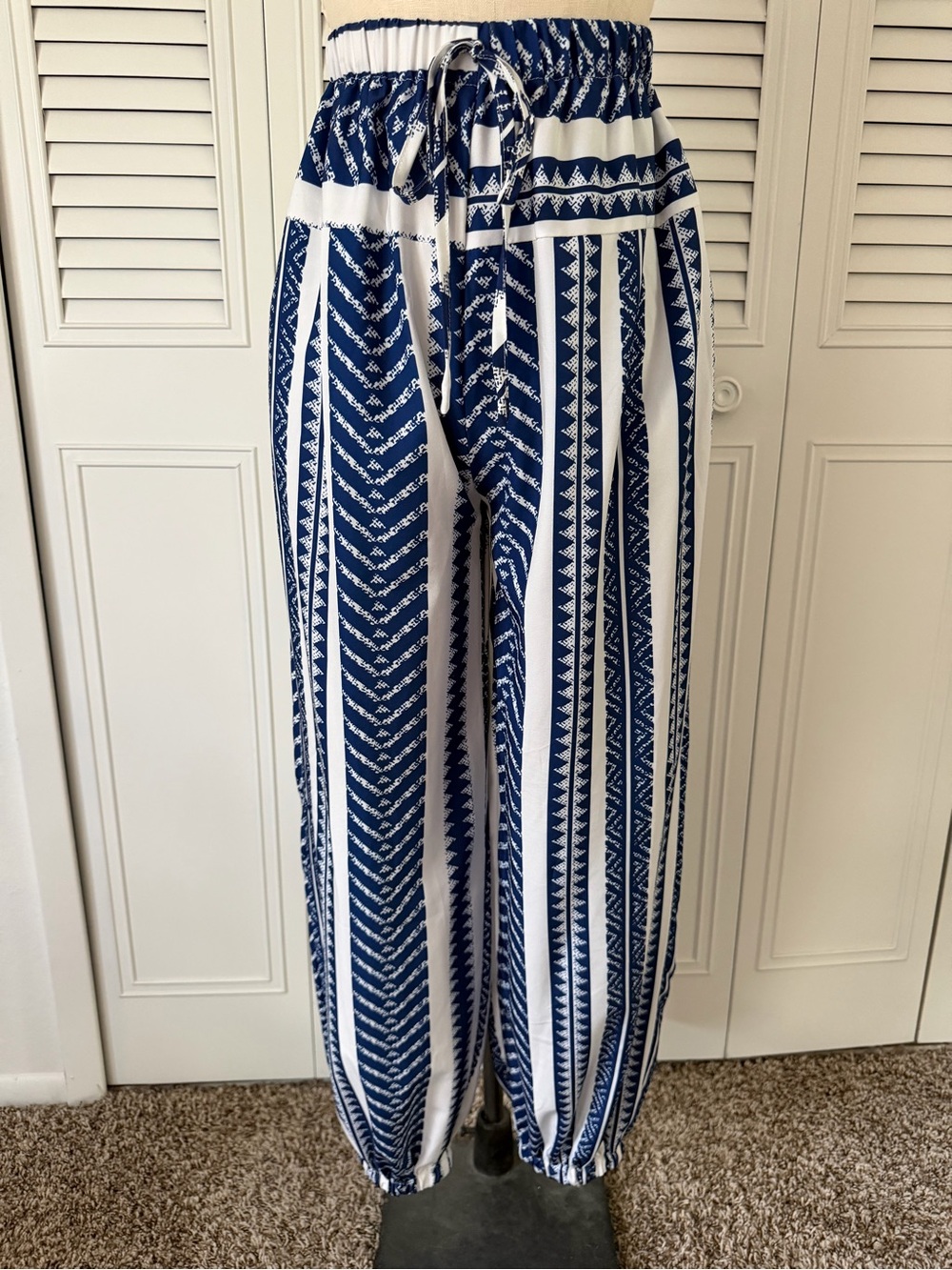 SHEIN Blue & White Boho Jogger Pants